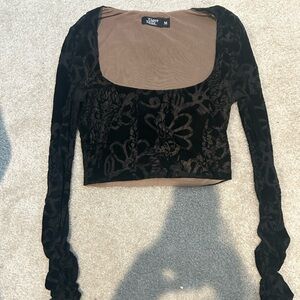 Tiger Mist Black Floral Long Sleeve Top